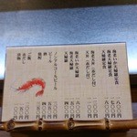 天ぷら 大樹 - メニューです。