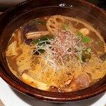 Taiga Kare - ・プルプル牛筋野菜カレー(裏虎のスープ+辛さ2.5＋ライス普通)トッピングエビフライ1650+400円