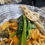 Tomato pasta with Oyster and vegetables