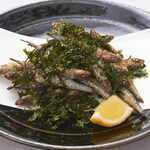 Deep fried sardines with seaweed salt
