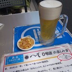 Sotonomidokoro Heso - 晩酌セットの生ビール+無料のお通し・席料１６５円あり