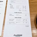 Allpress Espresso - メニュー