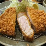 Tonkatsu Tonkyuu - やまと豚厚切りロースカツ定食 2950円の断面