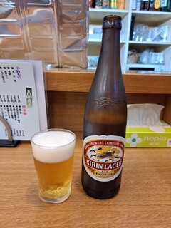 Shirasagi - ビールはキリンラガーの大瓶だ。