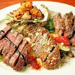 Enjoy Michinoku Hidaka beef with a 4-kind meat platter