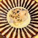 Sushi Iwamoto - 黒鮑と天恵菇の肝ソース掛け