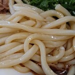 Sunada Dondon - どんどん 箱崎T-CAT店 温玉肉ぶっかけ 冷 のヤワヤワなれど優しい食感の太饂飩