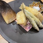 魚乃福 - 稚鮎とたけのこの天ぷら