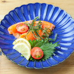 Salmon and sea grape salad with shekwasha ponzu sauce