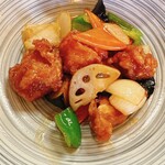 ごはんや 旬彩 - 鶏からあげとなすの甘酢あんかけ定食　980円