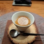 レストラン・カワサキ - ♦カブとジビエのコンソメ とても良い香りと、コンソメジュレの琥珀色美しい 表面にカブのムースが乗せてあります。