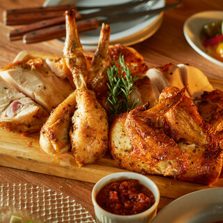 看板メニューのロティサリーチキン