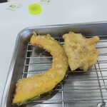 Tempura Dokoro Hirao - カボチャ、鶏モモ