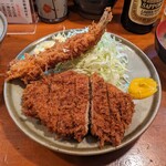 Tonkatsu Daikichi - メンチカツ定食＋海老フライ
