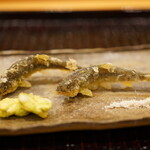 みつき - 稚鮎とそら豆の天ぷら