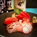 Assortment of three sashimi