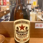 佐野屋 - 赤星(サッポロビール大瓶)は350円。店舗売りの通常価格？で呑める。ちなみに大瓶2本が買えるビール券が915円なので、それより安いことになる。謎だ。