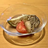 鮨 しお津 - 北海道産 牡蠣　泉州水茄子