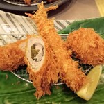 Tonkatsu Inaba - 梅しそ巻きひれかつ・海老フライ・ポテトコロッケ