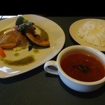 洋食屋ZEN - ⑥あべ鶏のソテー　ｼﾞｪﾉﾍﾞｰｾﾞ　セット（ライス・スープ、1400円）