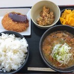 谷田部東パーキングエリア(上り線)フードコート - 朝定食  豚汁セット
