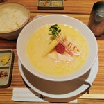 銀座 篝 ルクア大阪店 - 鶏白湯soba(¥1300)&白ごはん(¥200)
