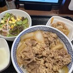 Yoshinoya - 牛丼並に肉だくとサラダと半熟卵