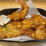千束いせや - 料理写真:天ぷら(えび、キス、かき揚げ、ピーマン)