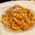 Trattoria NOTO - 料理写真:20240509スパゲッティ　自家製サルシッチャ（ソーセージ）とグリンピースのトマトクリームソース（大盛りを2名でシェア）