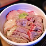 Sengyo Ebisuya - トロあぶり・白身・生えび丼