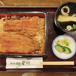 うなぎの豊川 - うな重+きも吸、真上から！