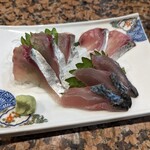 でんすけ - 首折れサバの刺身