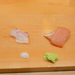 Sushi Shunsuke - 真鯛、サクラマスのづけ