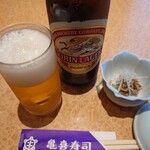 Kameki Zushi - 瓶ビールお通し