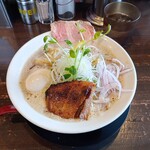 麺屋甚八 - 鶏とろみそば・味玉入り（大盛）