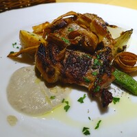 Osteria UVA RARA 横浜 - やまと豚ロースの炭火焼き 牛蒡とゴルゴンゾーラチーズのソース
