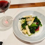 Shunkoutei - 鮑のサラダ＆赤ワイン