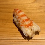 Sushi Rekireki - 蒸し車海老の握り　絶品！