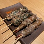 Hakata Watanuki - せせり大葉串&海老豚肉巻き串