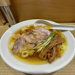 Teuchi Oyadori Chuukasoba Ayagawa - 親鶏中華そば(極太麺・大盛) +親鶏もも4枚トッピング
