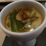Nakameguro Iguchi - 2.茶碗蒸しをちょっとだけ　季節の食材と
                        　アスパラと桜エビの茶碗蒸し