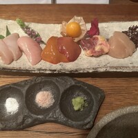 鶏一途 - 鶏刺身の盛り合わせ