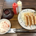 Hyakunentei - えびかつ定食（梅ご飯）