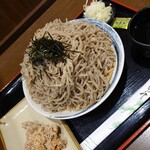 Ogiso Seifunsho - メガ盛りざる蕎麦1200円と無料のミニ山賊揚げ