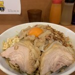 ラーメン BooBoo太郎。 - ラーメン小・汁無し　ニンニク、アブラ