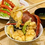かねかつ食堂 - 伊勢海老と鮑の天丼