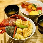 かねかつ食堂 - 伊勢海老と鮑の天丼