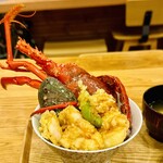 かねかつ食堂 - 伊勢海老と鮑の天丼
