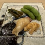 すし処 睦月 - 三河湾のミル貝、ワタ、花山葵