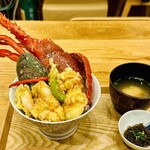 Kanekatsushokudou - 伊勢海老と鮑の天丼